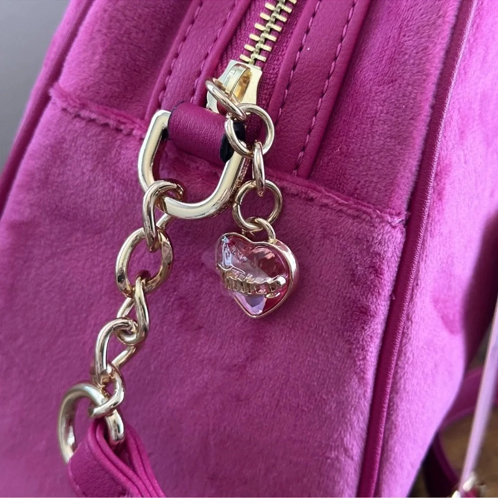 NWT Juicy Couture Queen Couture Bowler Satchel Bag Crossbody Raspberry‎ Tarte